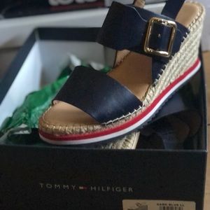 Navy blue wedge sandal